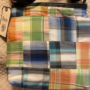 Clearance! New Bass Cotton Patchwork Handbag/Crossbody with Leather Strap